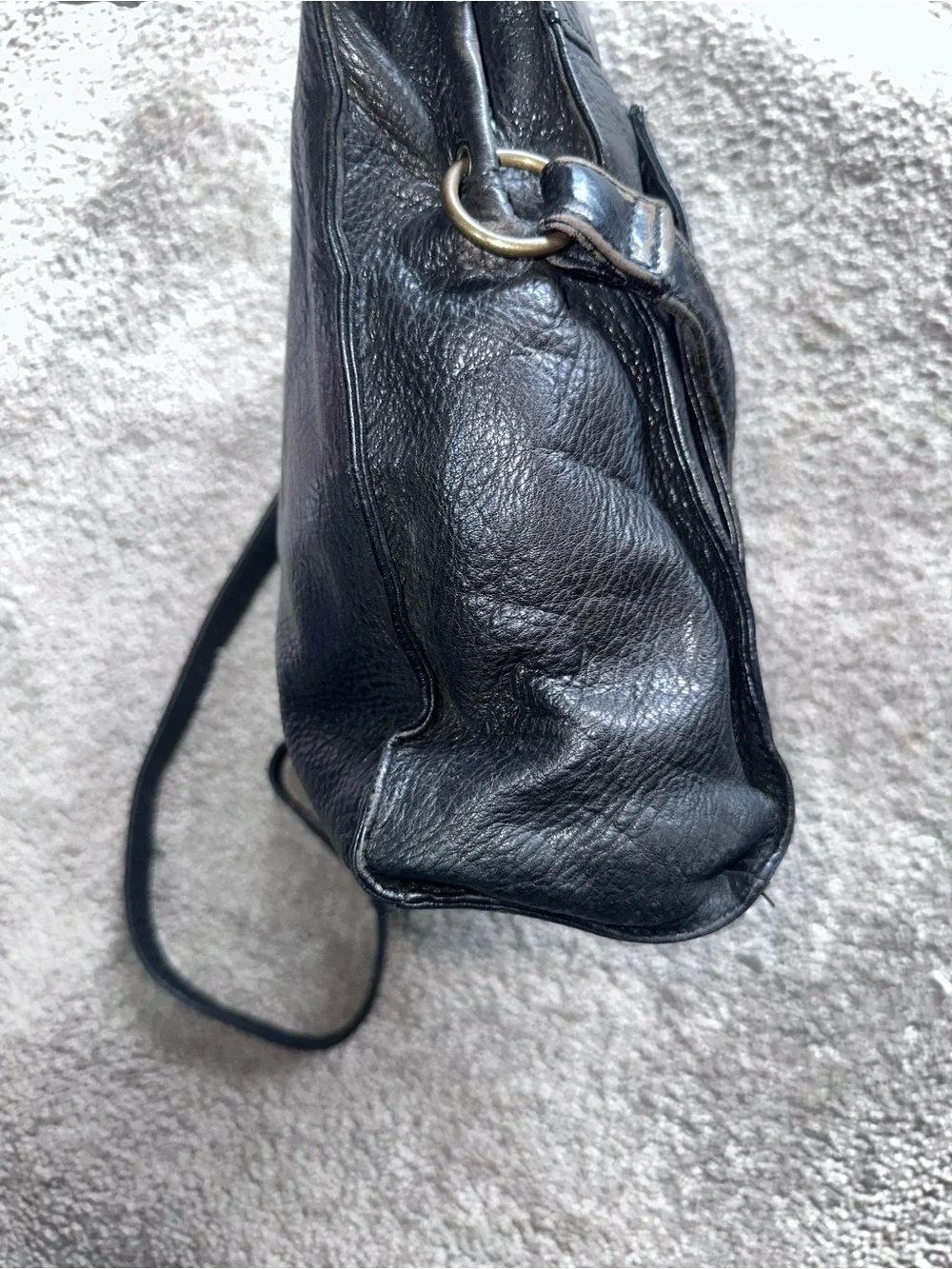 Fossil Black Leather Messenger Crossbody
